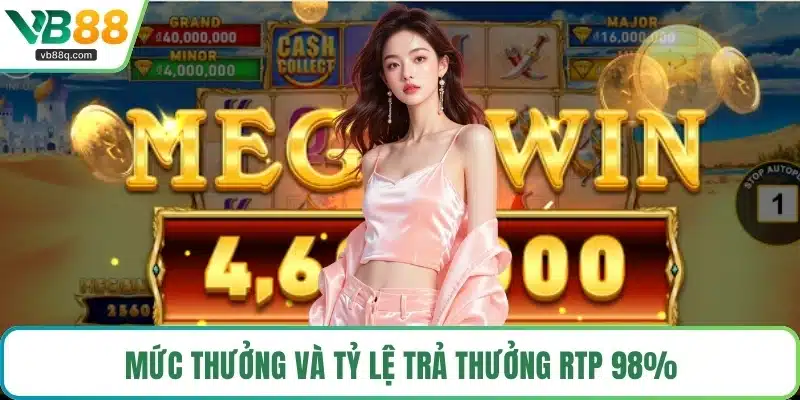 Mức thưởng và tỷ lệ trả thưởng RTP 98%